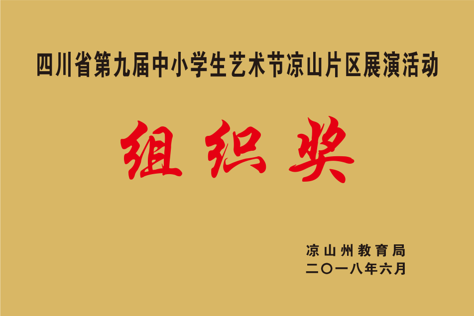 四川省第九届中小学生艺术节凉山片区组织奖